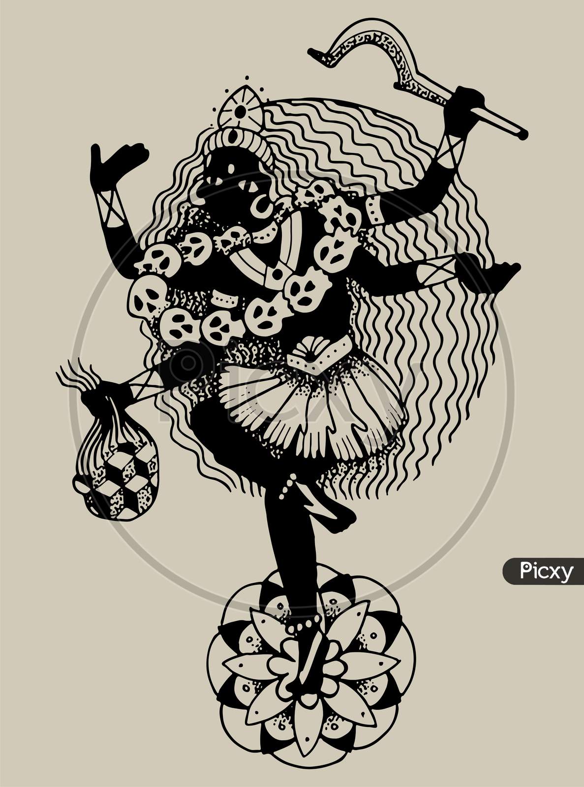Hindu Goddess Saraswati Vector hand drawn illustration Stock Vector Image   Art  Alamy