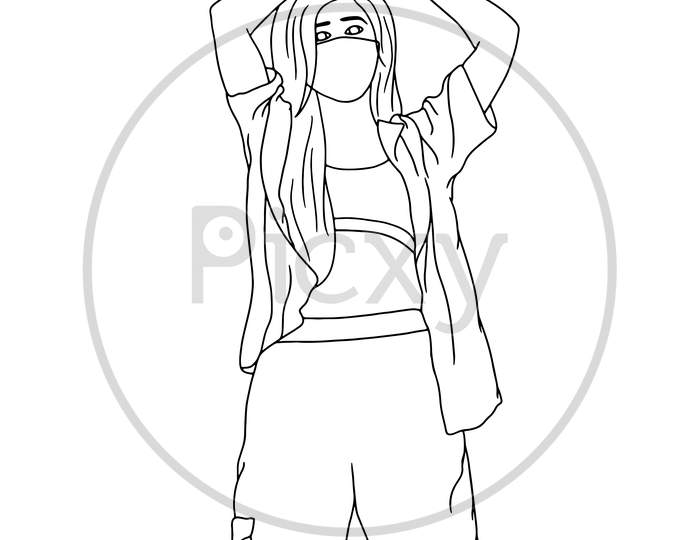 Coloring Pages - Illustration Of People With Mask On White Background. Vector Illustration Of People In Mask For Your Covid-19 Projects.