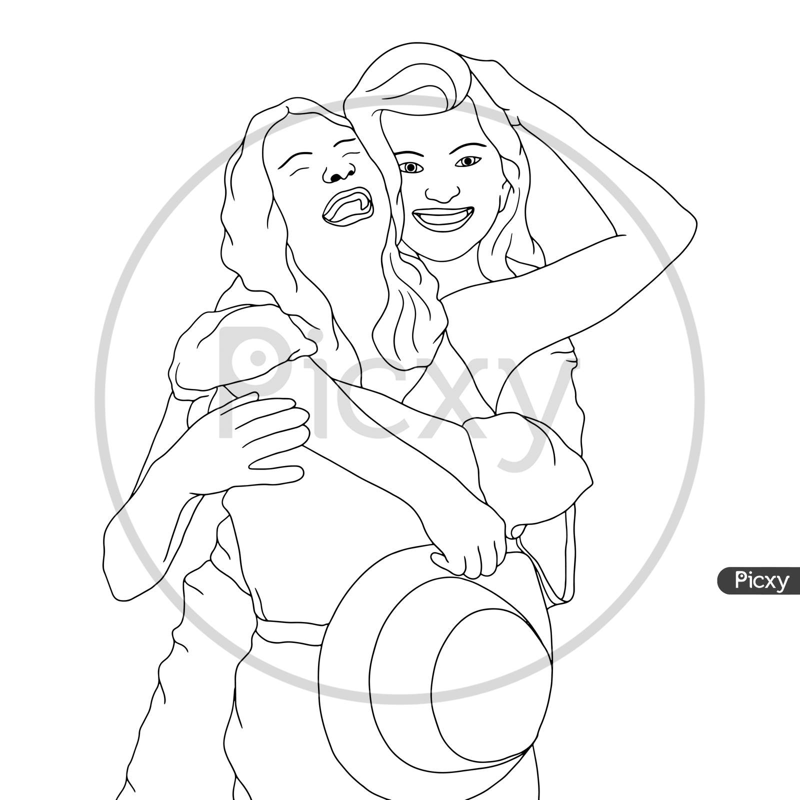 how to draw a Girl hugging best friend - Draw step by step || Friendship  drawing || Easy dra… | Drawings of friends, Cute best friend drawings,  Pencil drawings easy