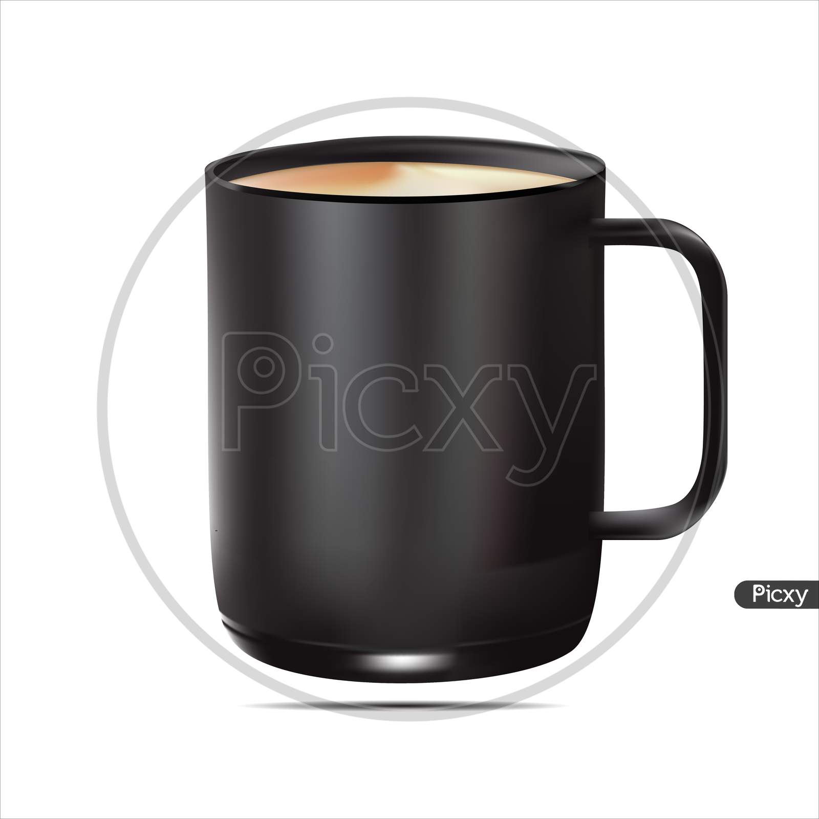 Black Coffee Mug With Coffee - Mug Mockup.