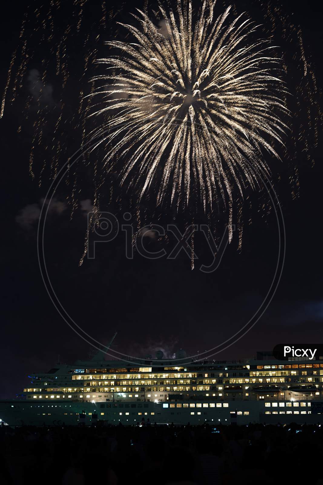 Luxury Liner And Fireworks (Yokohama Sparkling Twilight)
