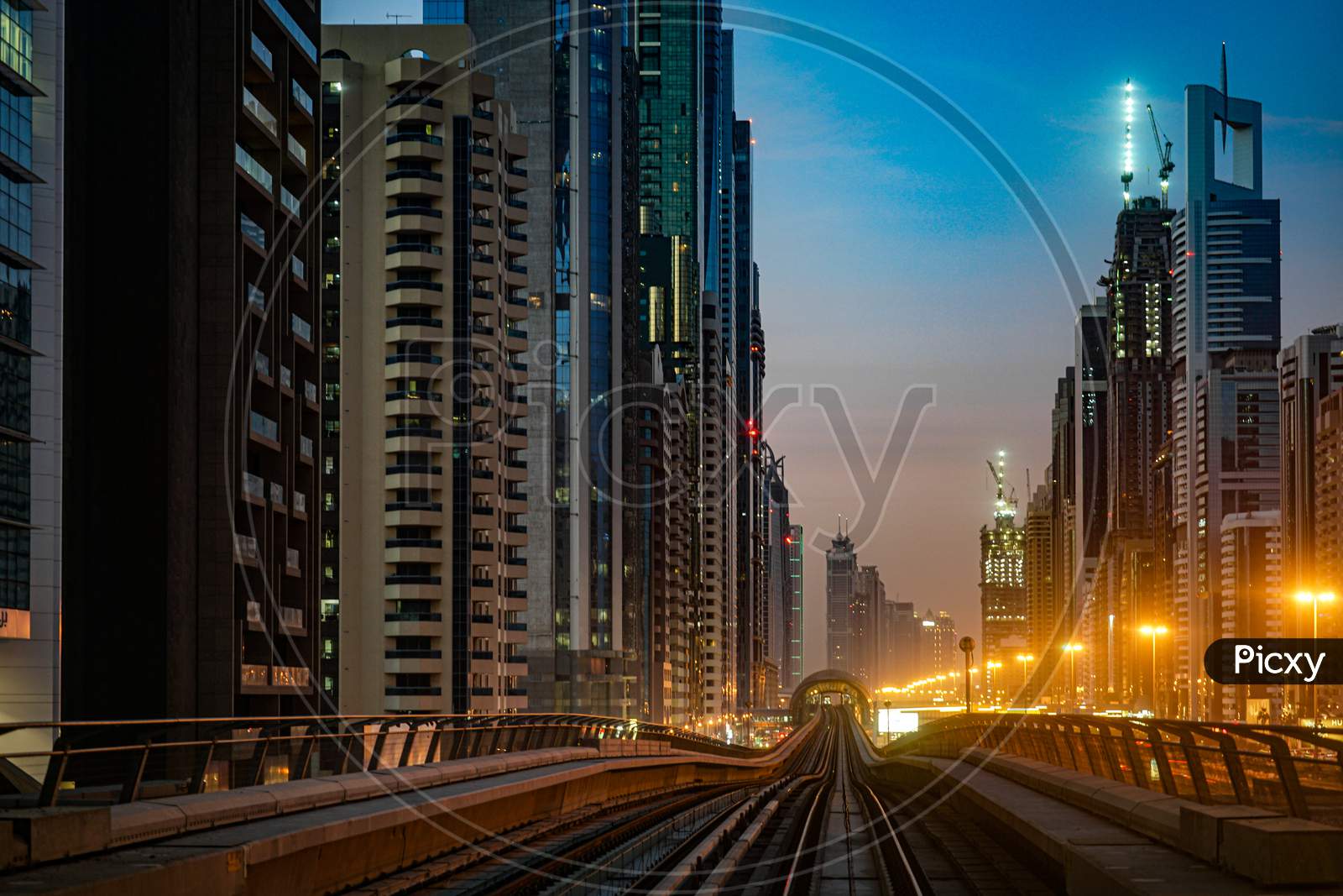 Dubai Cityscape And Morning Ray