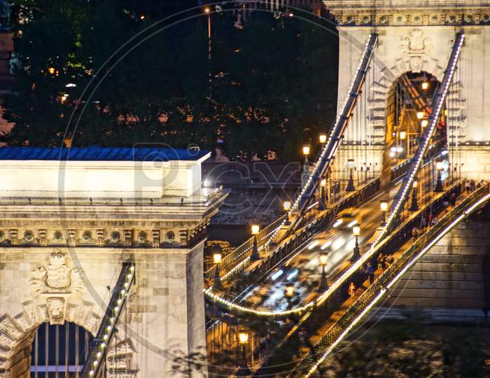 Szechenyi Chain Bridge Night View (Budapest, Hungary)