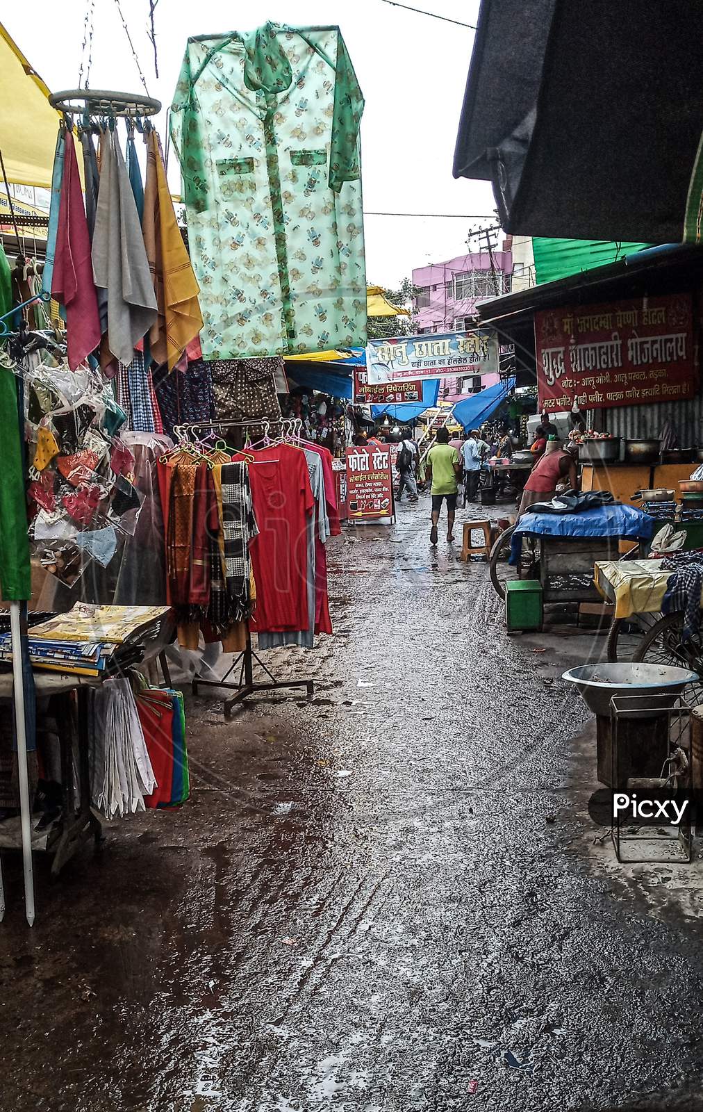 Miscellaneous Street market after rain
