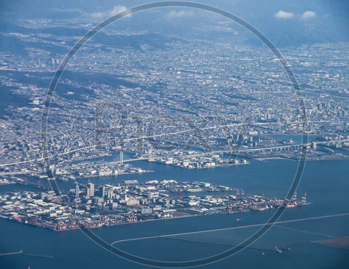 The City Of Kobe Seen From The Plane