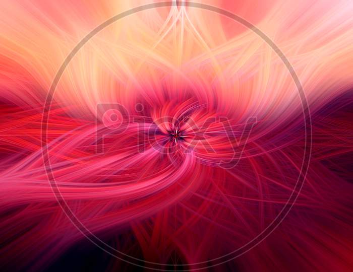 Abstract Red Twisted Light Fibers Effect Background With Waves.