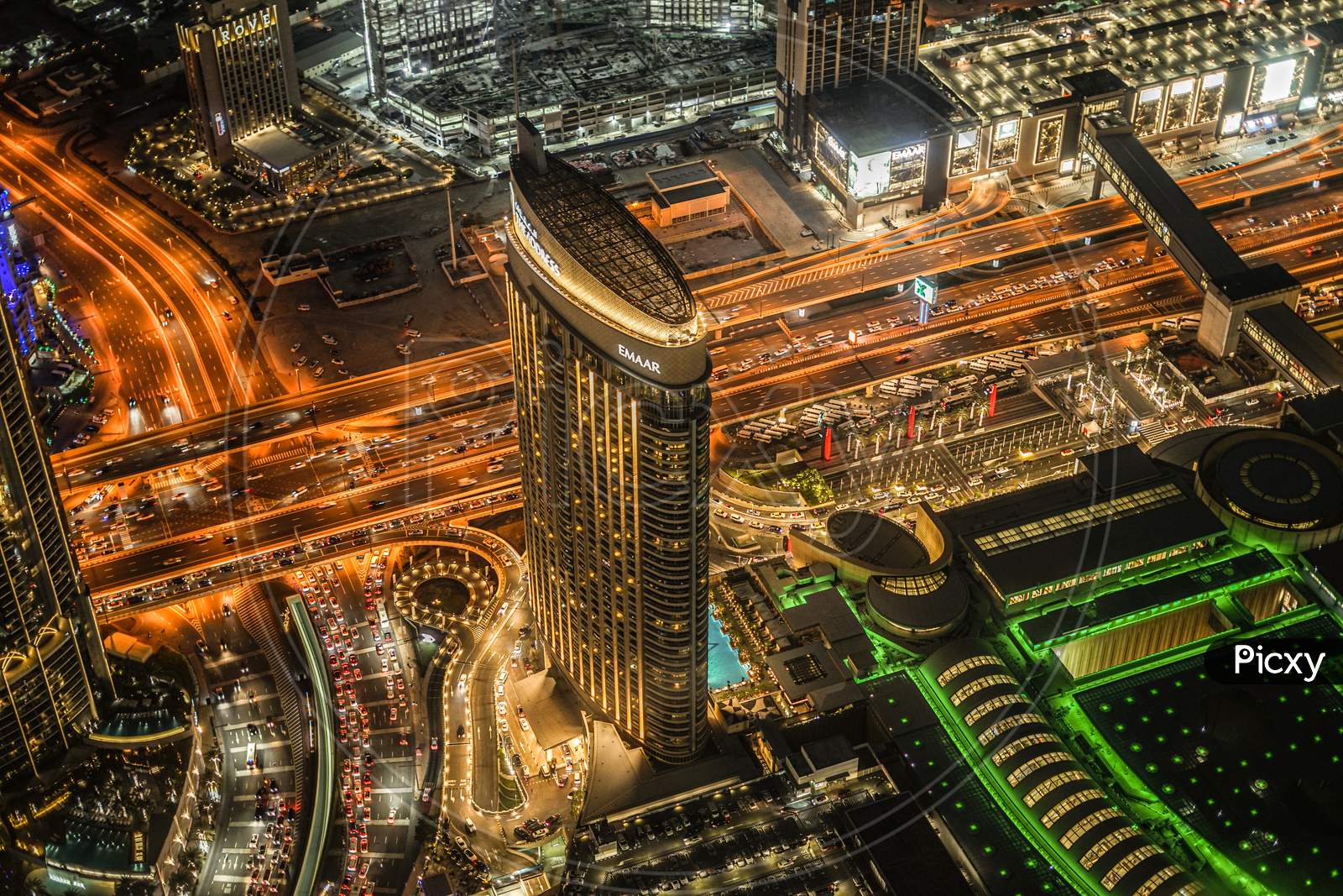 Dubai Night View Seen From The Observation Deck Of Burj Khalifa