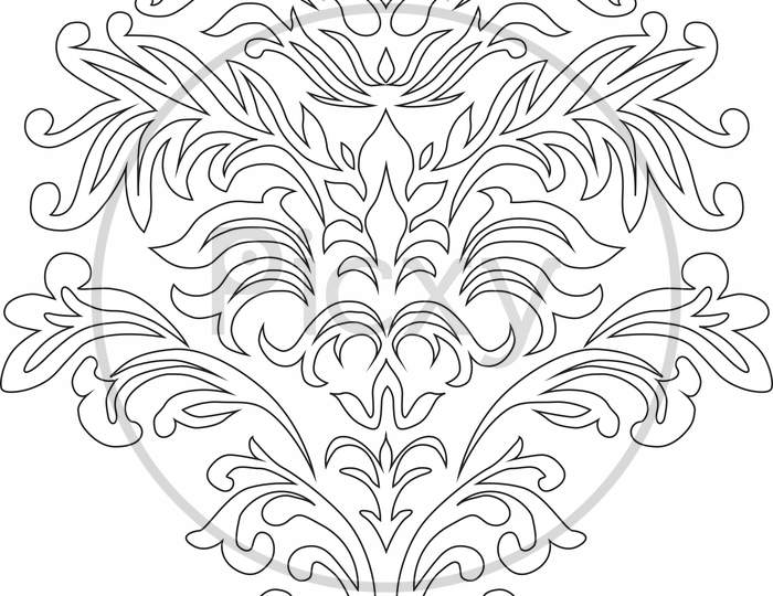 Hand draw line art ornate flower design Royalty Free Vector