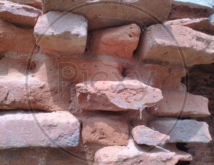 Old Ruin Brick Wall,Destroy Of A Old Building,Old Architecture In India