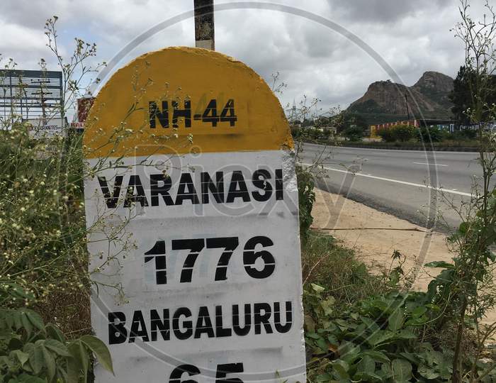 Highway Milestone on Indian Highway