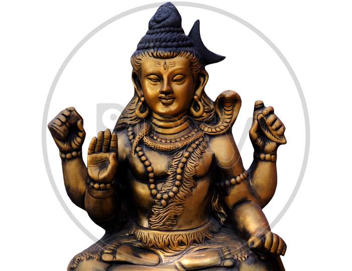 View Of Indian Hindu God Shiva Idol In Meditating And Blessing Pose