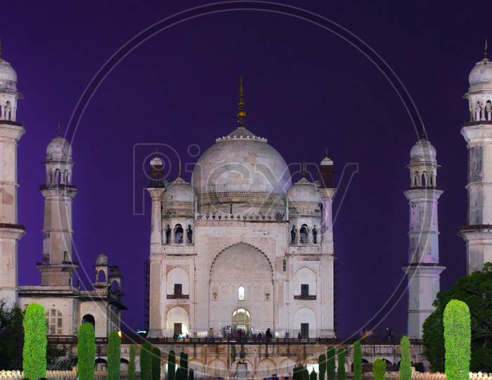 A beautiful picture at evening of world famous historical monument Bibi ka Makbara at Aurangabad, Maharashtra, India which shows rich mughal culture and is perfect replica of Taj Mahal