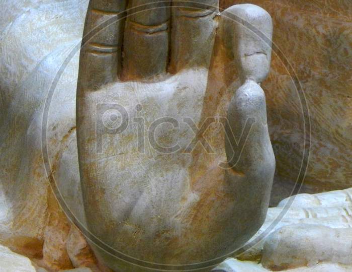 View Of Hand Of Buddha Statue In Blessing Pose