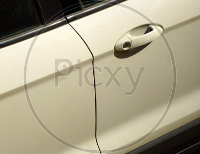 View Of Door Knob Of A Modern Car