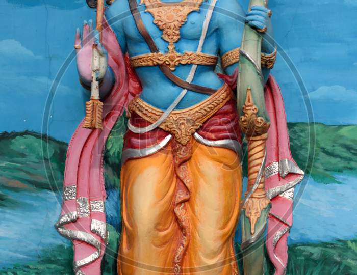 Wall Art Or Mural Of Indian Hindu God Rama In A Temple