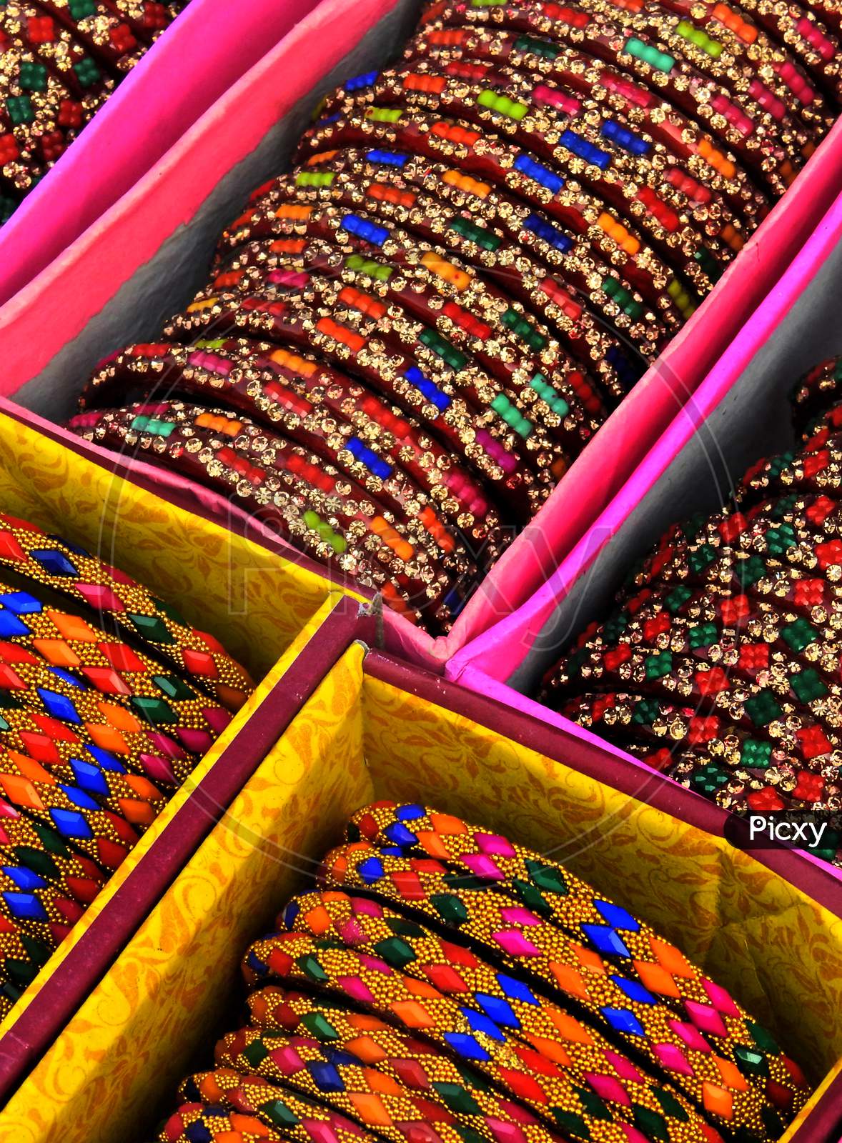 Indian Woman Fashion Or Traditional Accessories Bangle In Shop Display