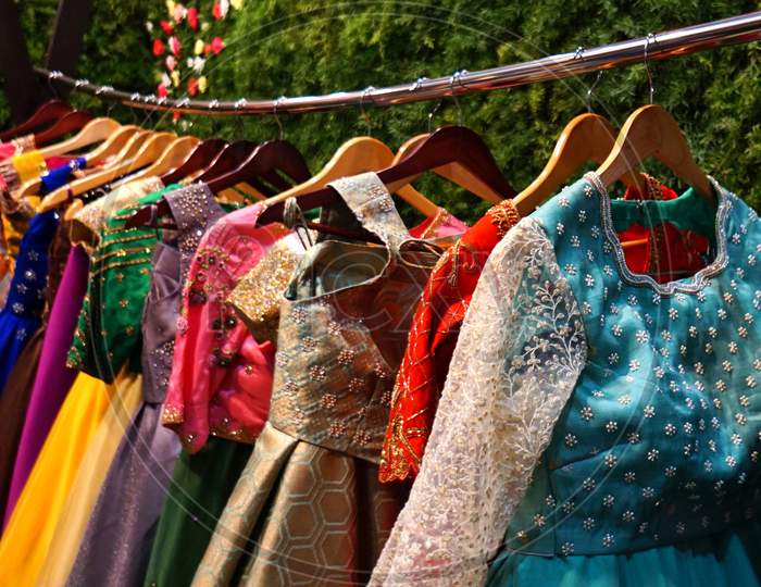 Indian Woman Fashion Dress  In Retail Shop Display