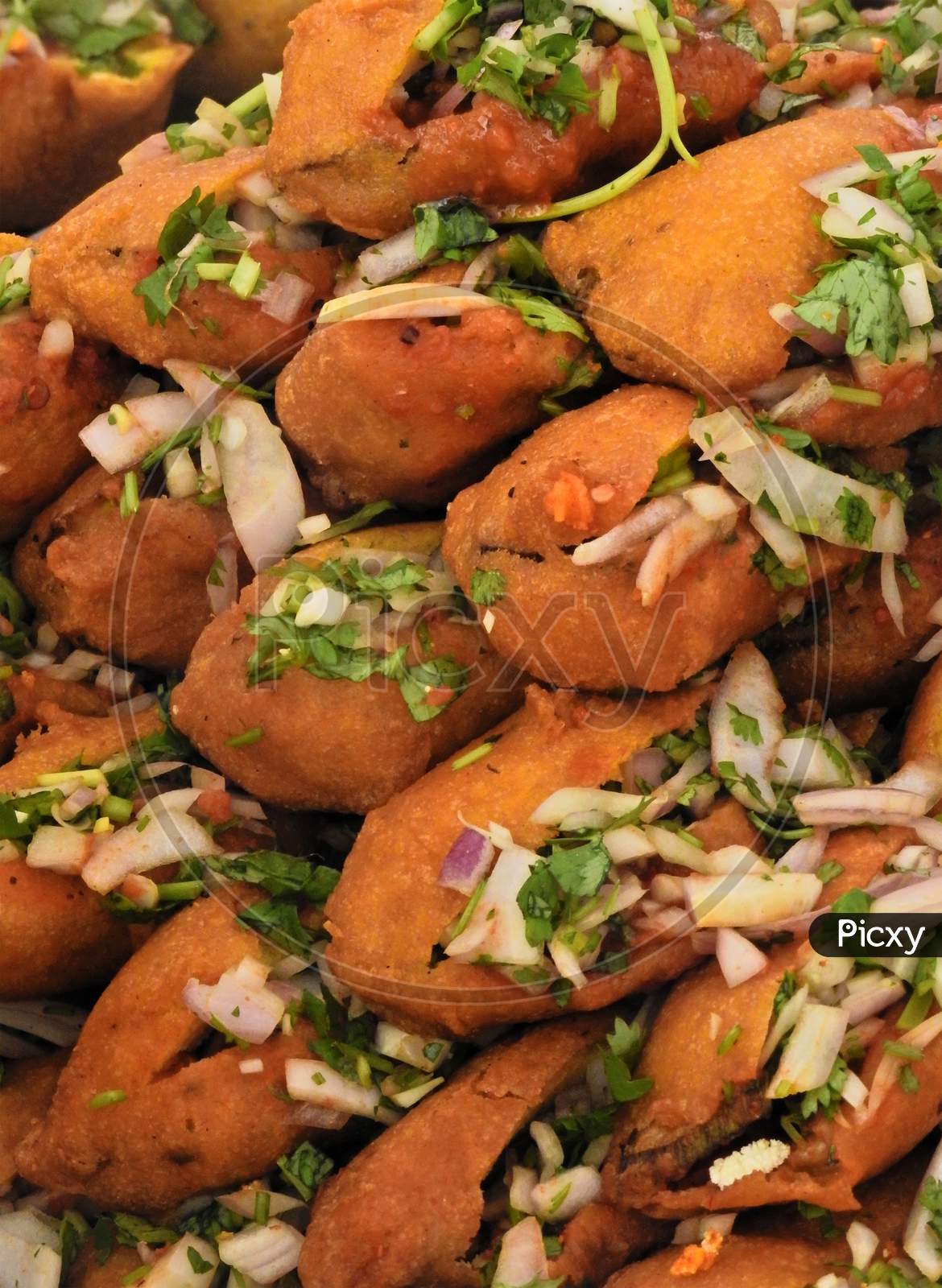 Indian Street Food Mirchi Bajji,Ready To Serve, Background