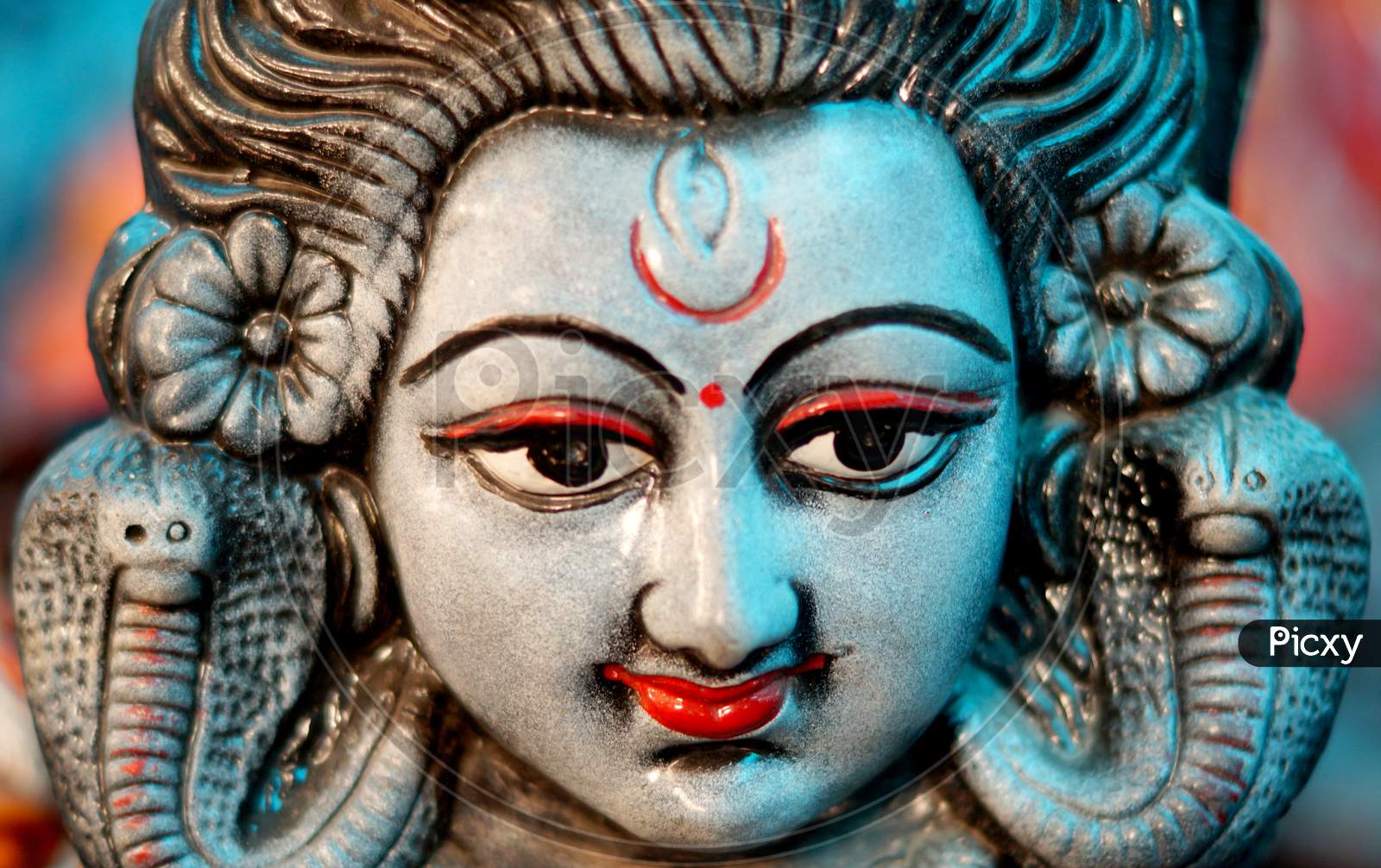 Indian Hindu God Shiva idol With Snake Hung On The Neck As In Mythology