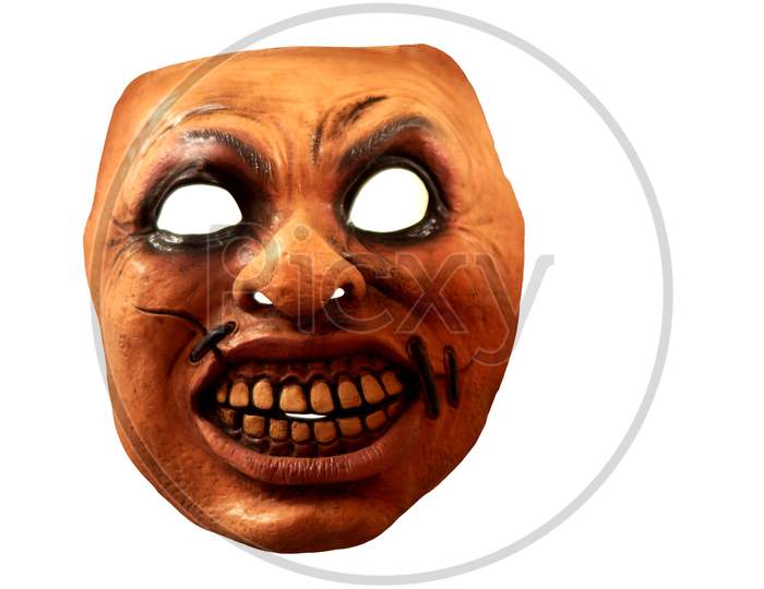 View Of A Human Face Mask ,Halloween Concept