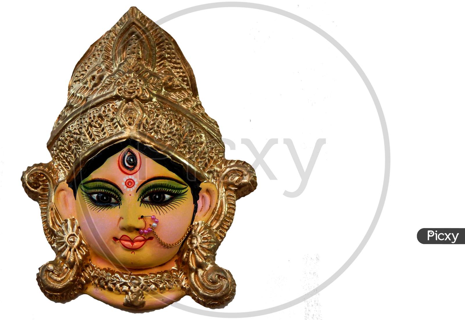 Indian Hindu Goddess Durga Isolated On White Bacground