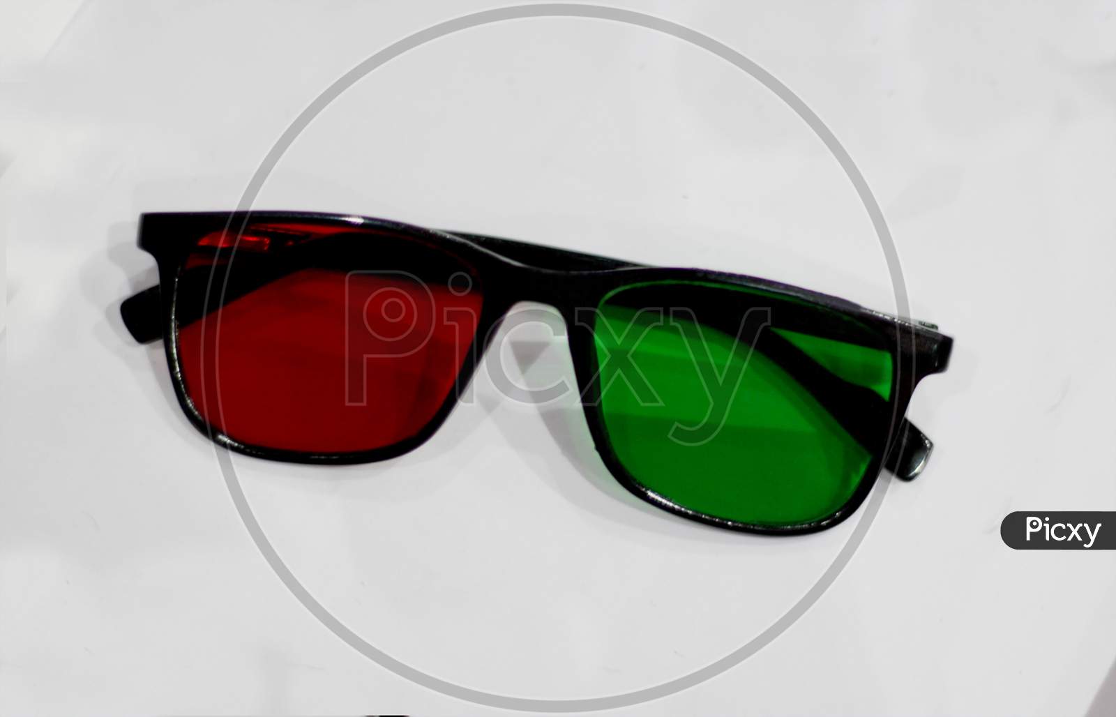 Red And Green Glass Spectacles In Eye Sight Testing Clinic
