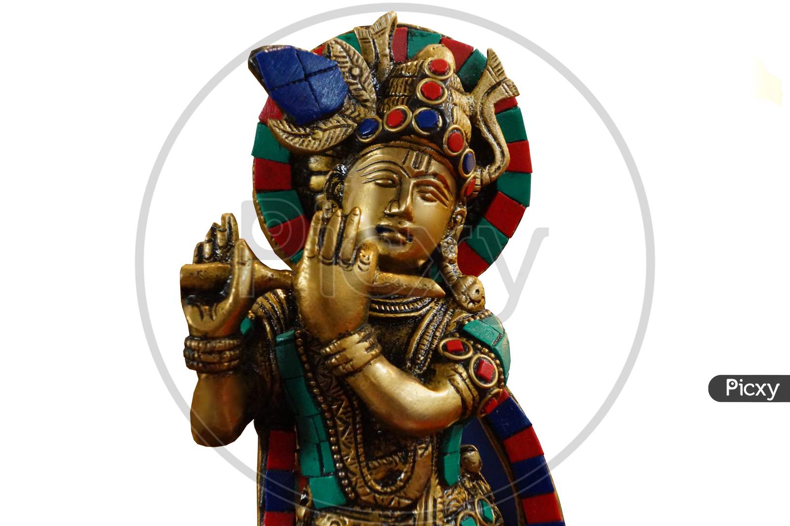 Indian God Krishna Idol Playing Bansuri Or Wind Blowing Musica Instrument