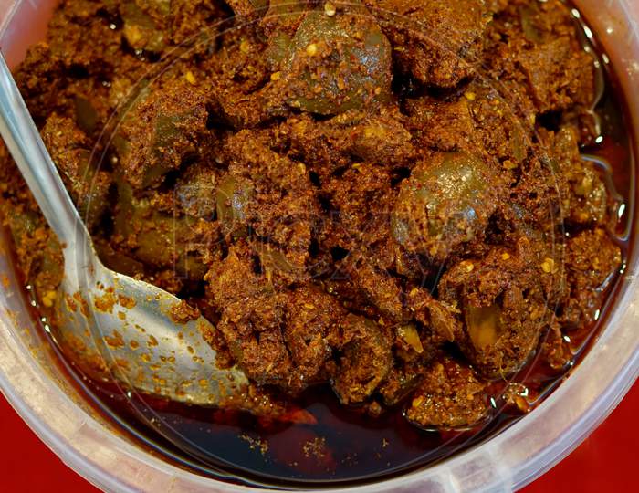 Indian Street Food Traditional Mango Pickle