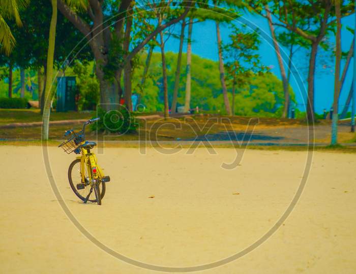 Singapore Sentosa Island Beach And Bicycle