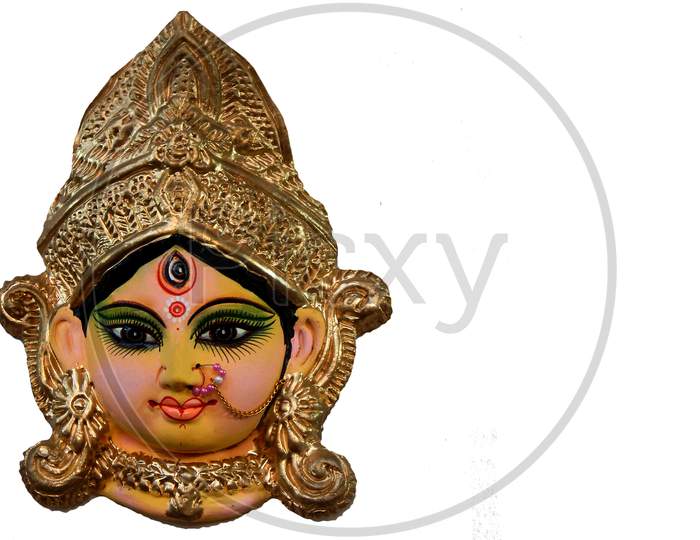 Indian Hindu Goddess Durga Isolated On White Bacground