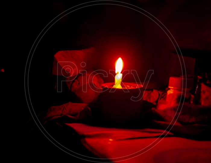 Alone background red candle light