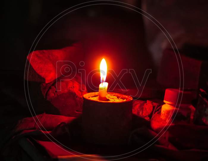 Alone Red candlelight fire background