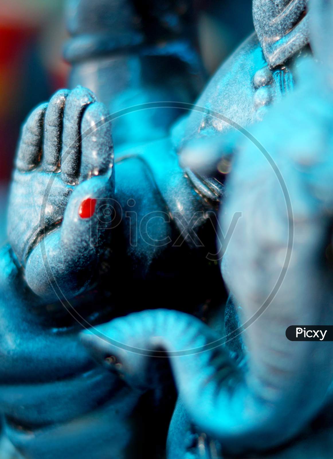 View Of Hand Of Indian God Ganesh Idol In Blessing Pose