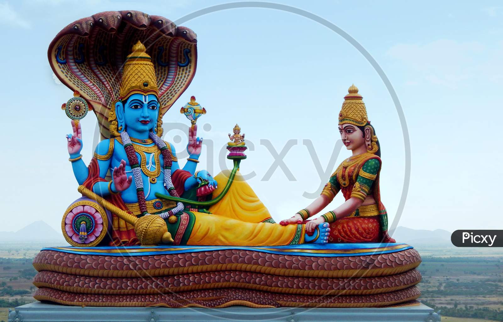 Brass Vishnu Laxmi Sitting on Sheshnag Statues - Etsy