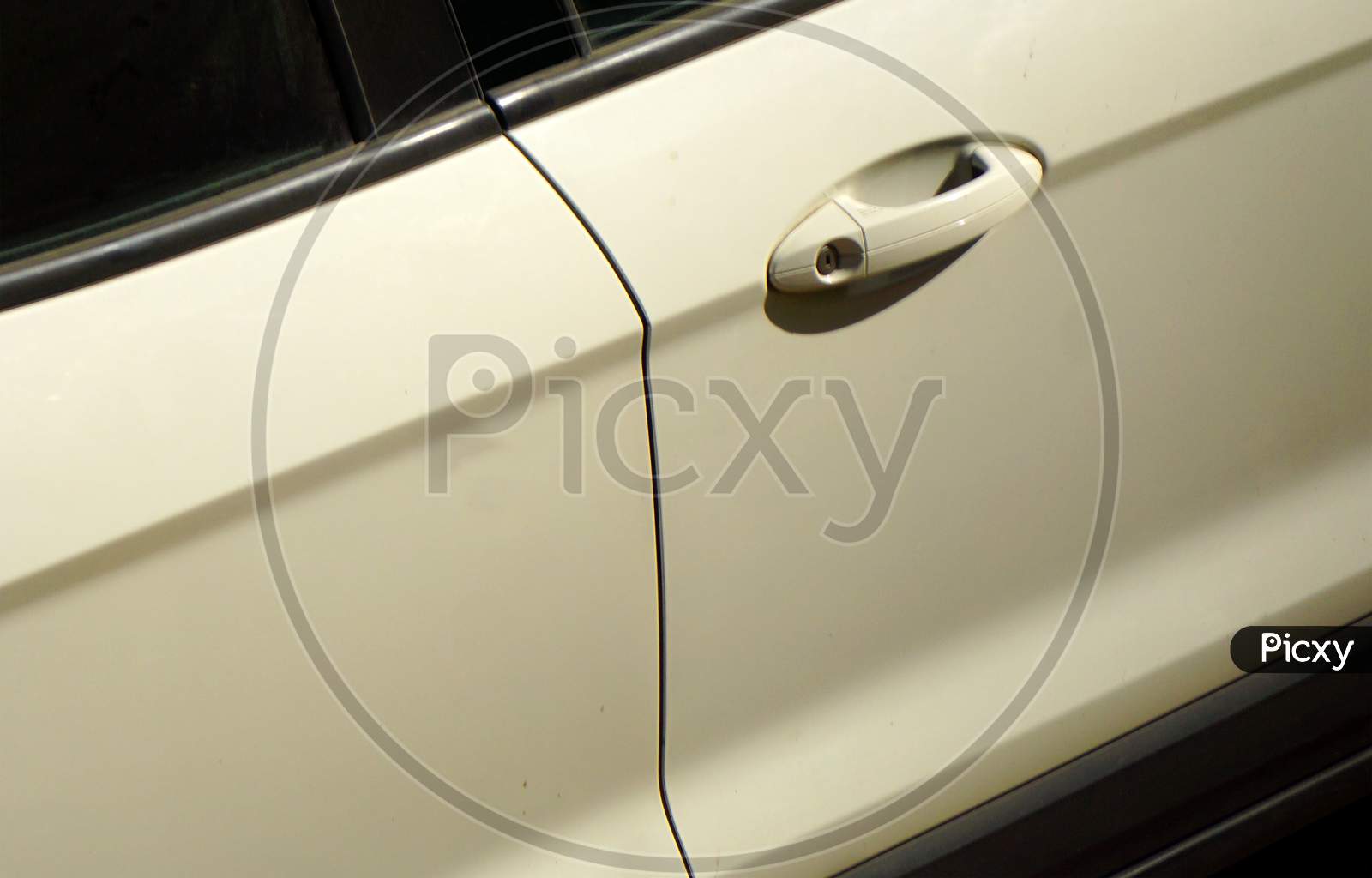 View Of Door Knob Of A Modern Car