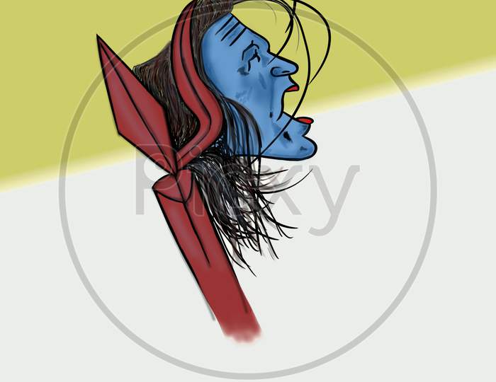 Angry Lord Shiva Showing With Half Trident Or Trishul