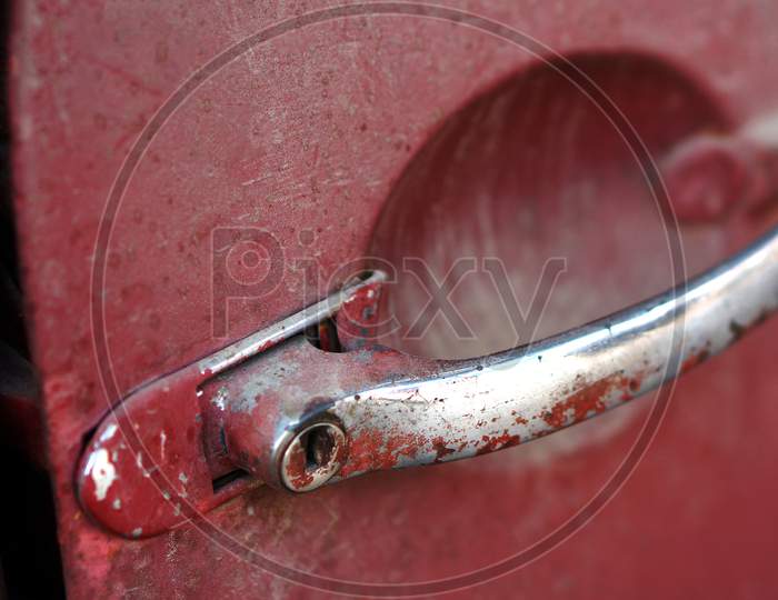 View Of Old And Antique Car Door And Handle