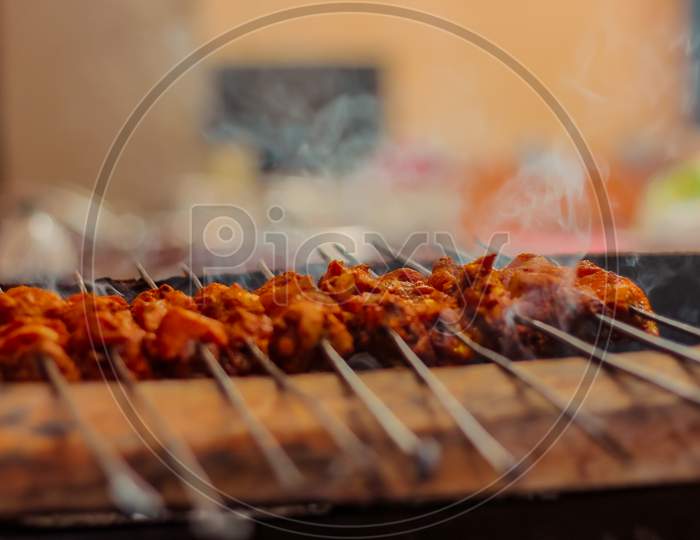 Shahi Shish kabab BBQ meat cooking image