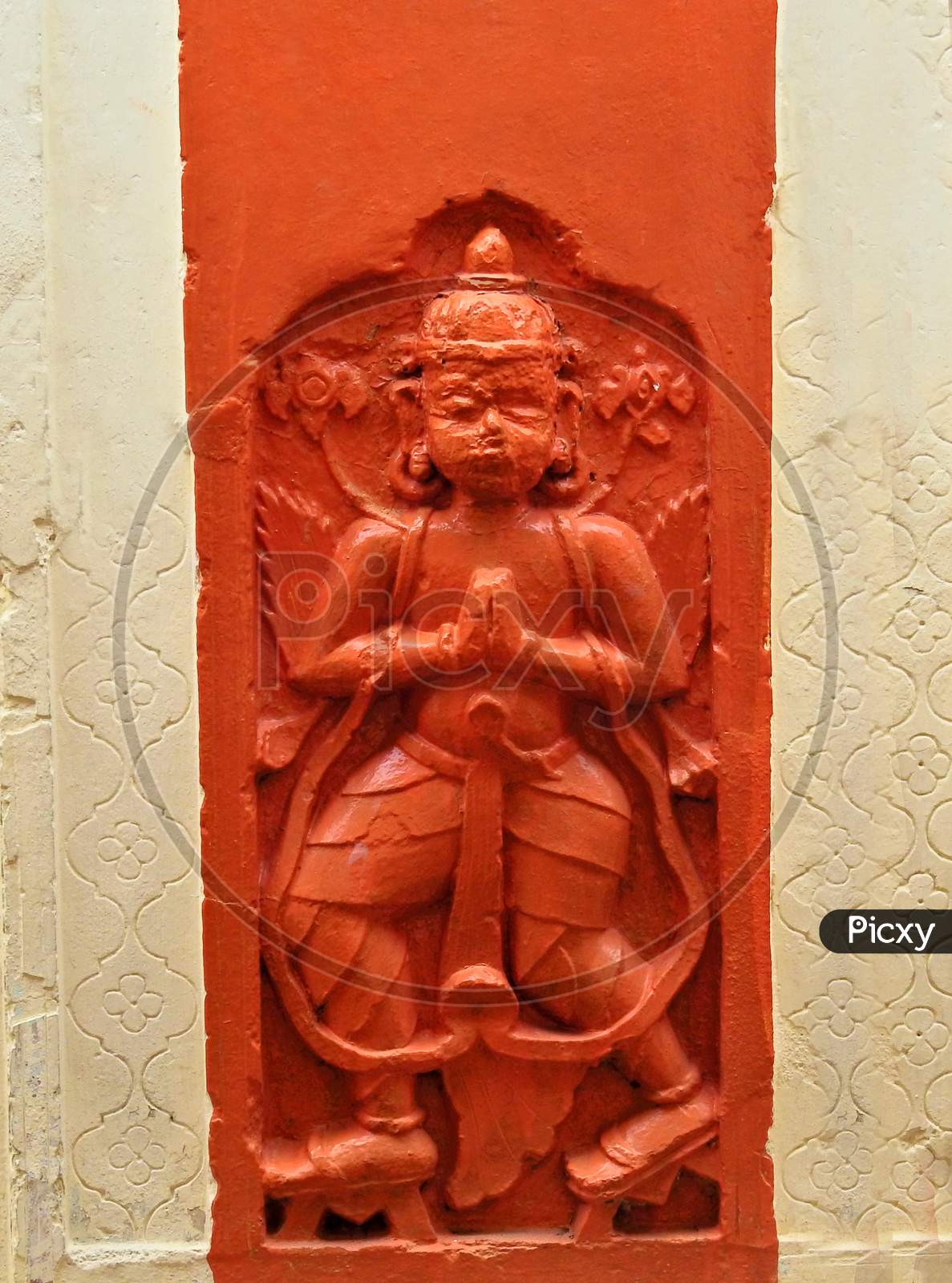 View Of Indian Hindu God Hanuman Statue In A Temple