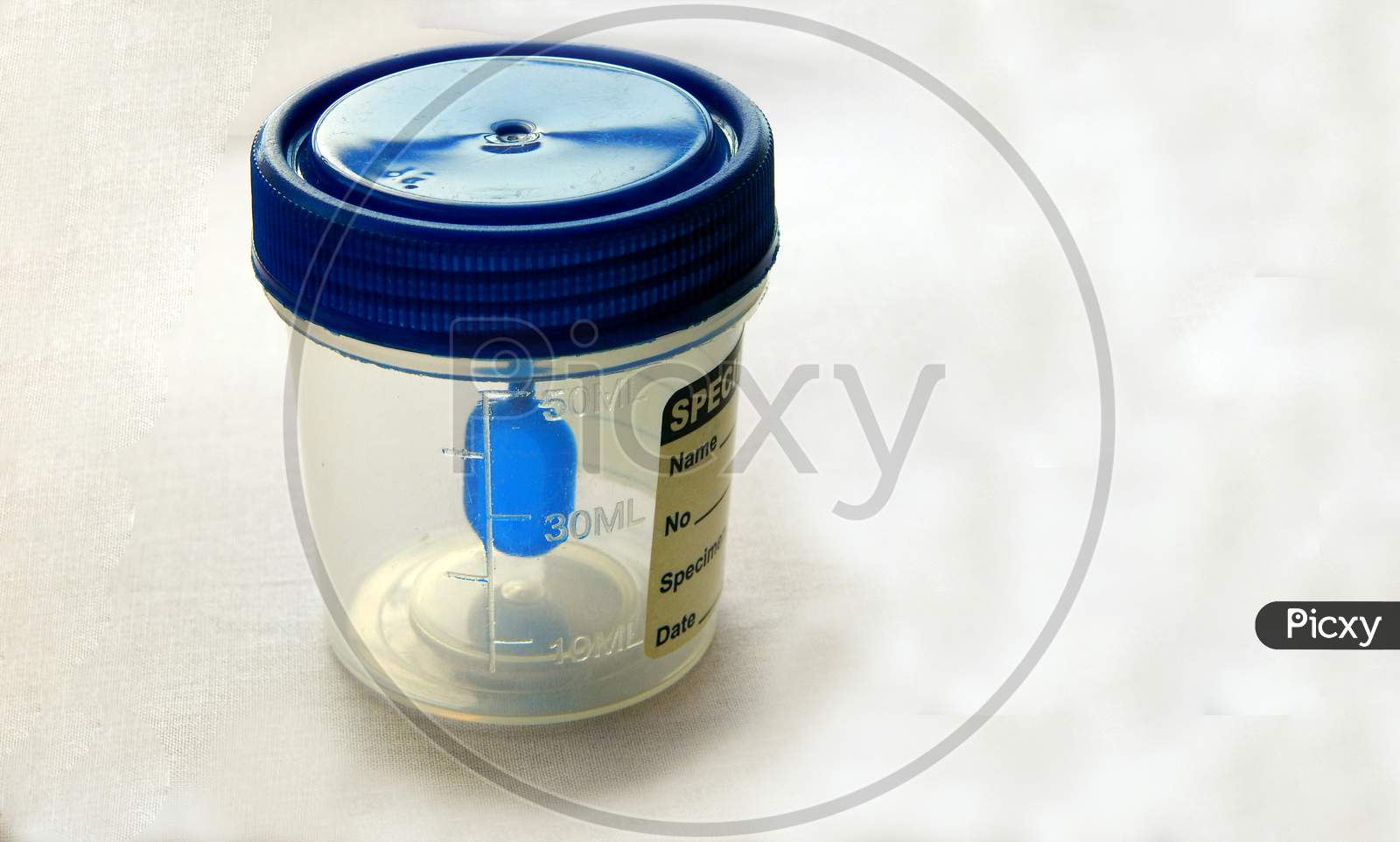 View Of  Empty Plastic Container For Taking Stool Or Feces Samples Of Patient In Pathology Laboratory