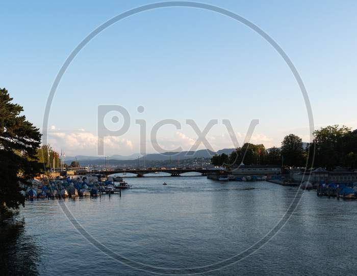 Zurich, Switzerland, September 4, 2021 Limmat River In The City Center