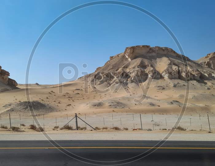 Beautiful mountains of the dammam highway.