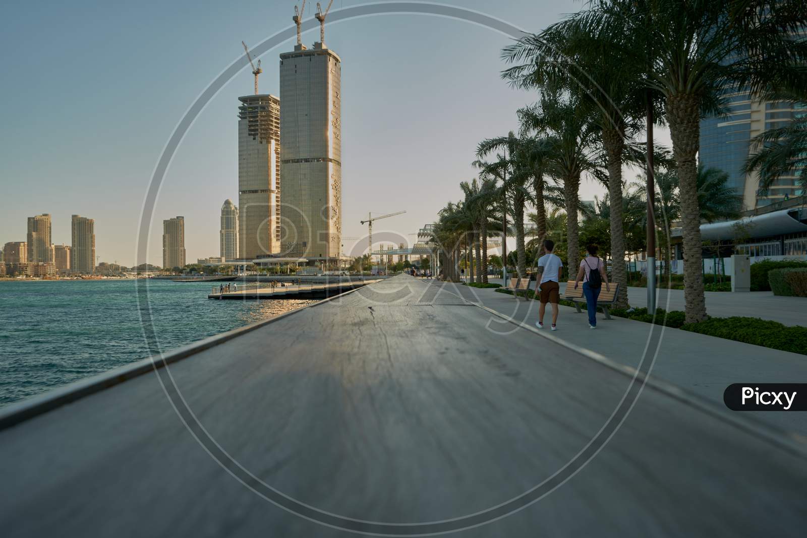 Lusail Corniche  in Lusail city, Qatar at the marina daylight view