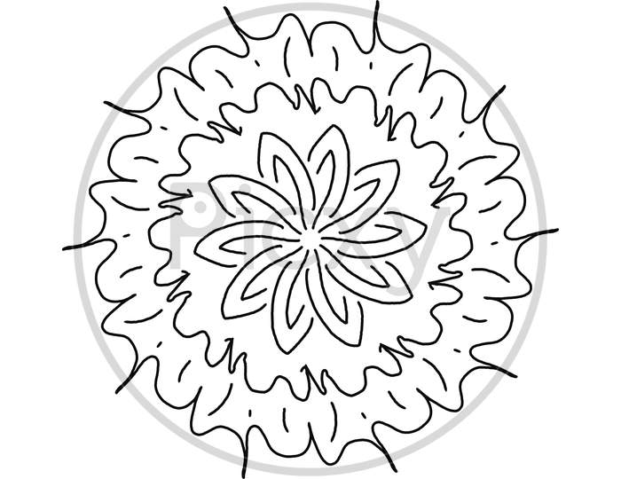 Mandala Art In White Background.