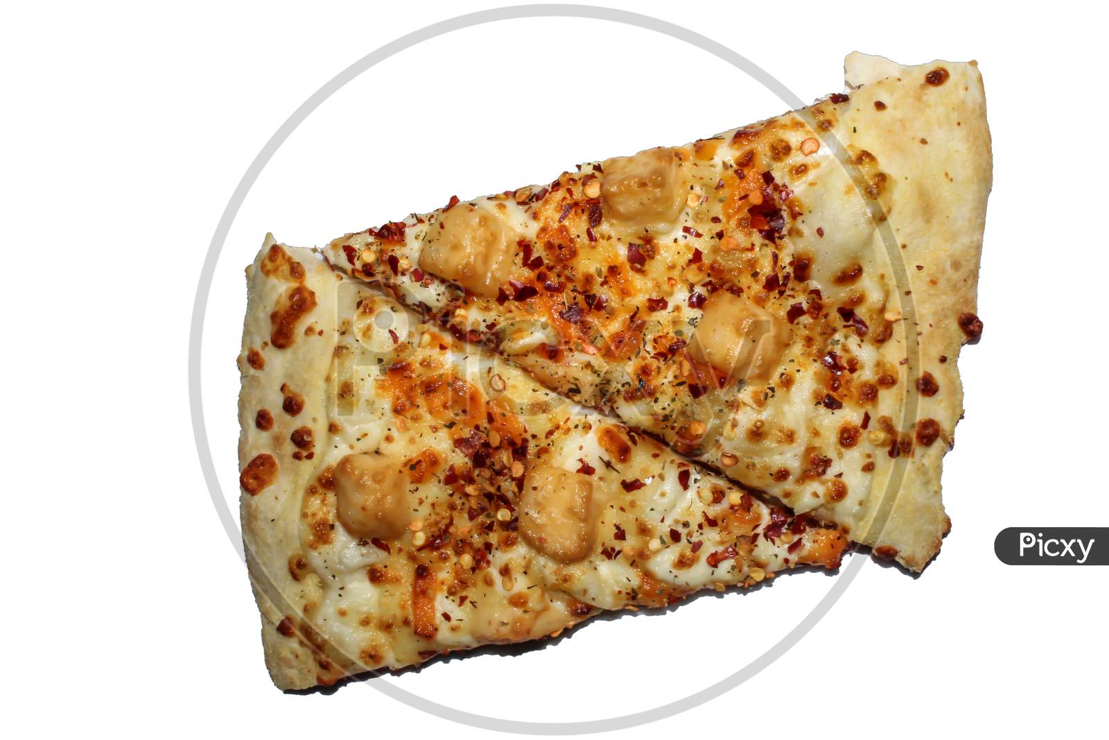 Close Up Of Two Pizza slice On White Background