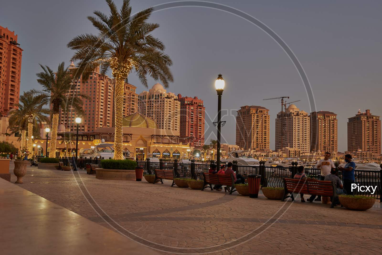 Porto Arabia  in The pearl Doha, Qatar sunset winter shot