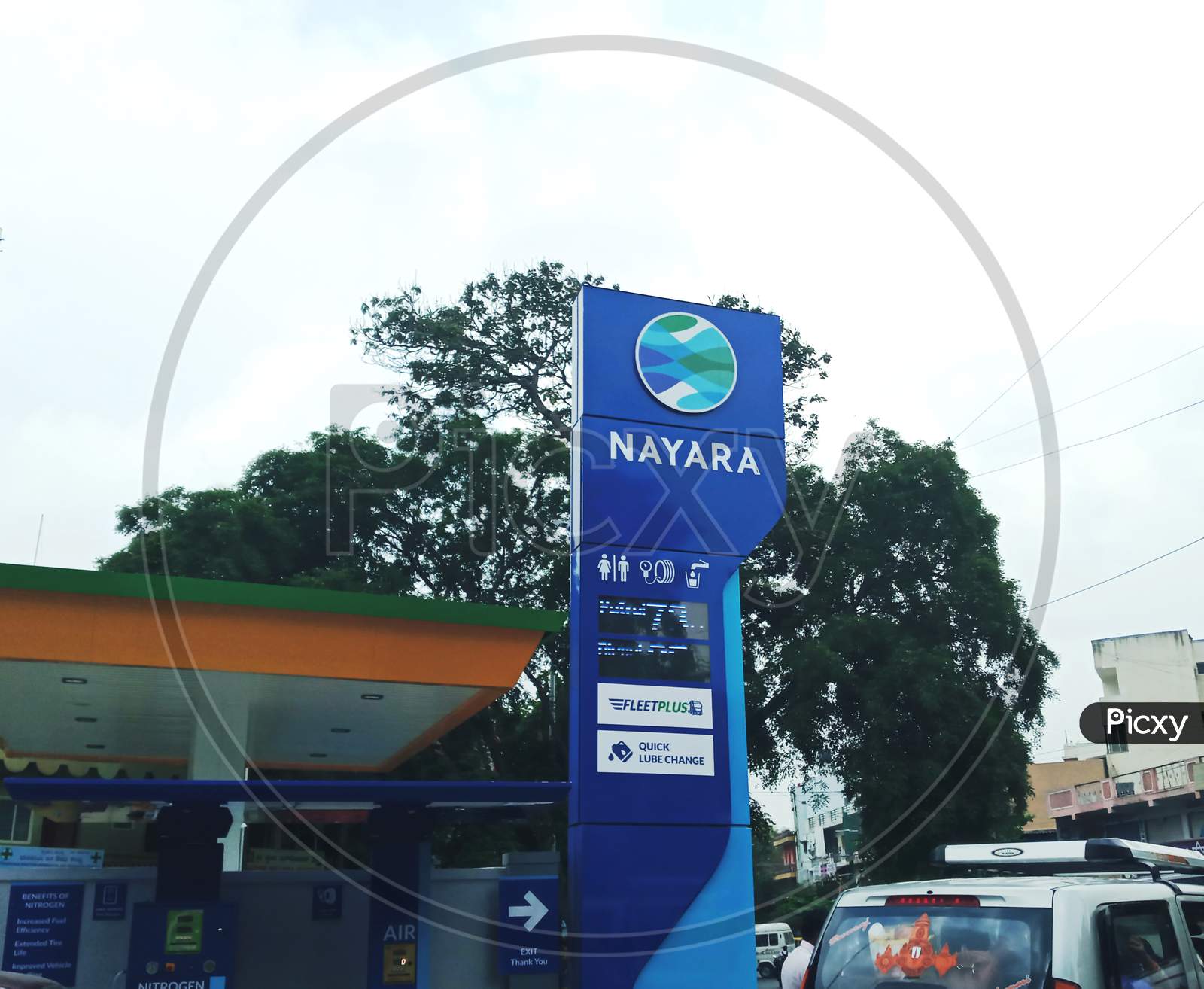 Nayara petrol station. Bengaluru India. Urban city.