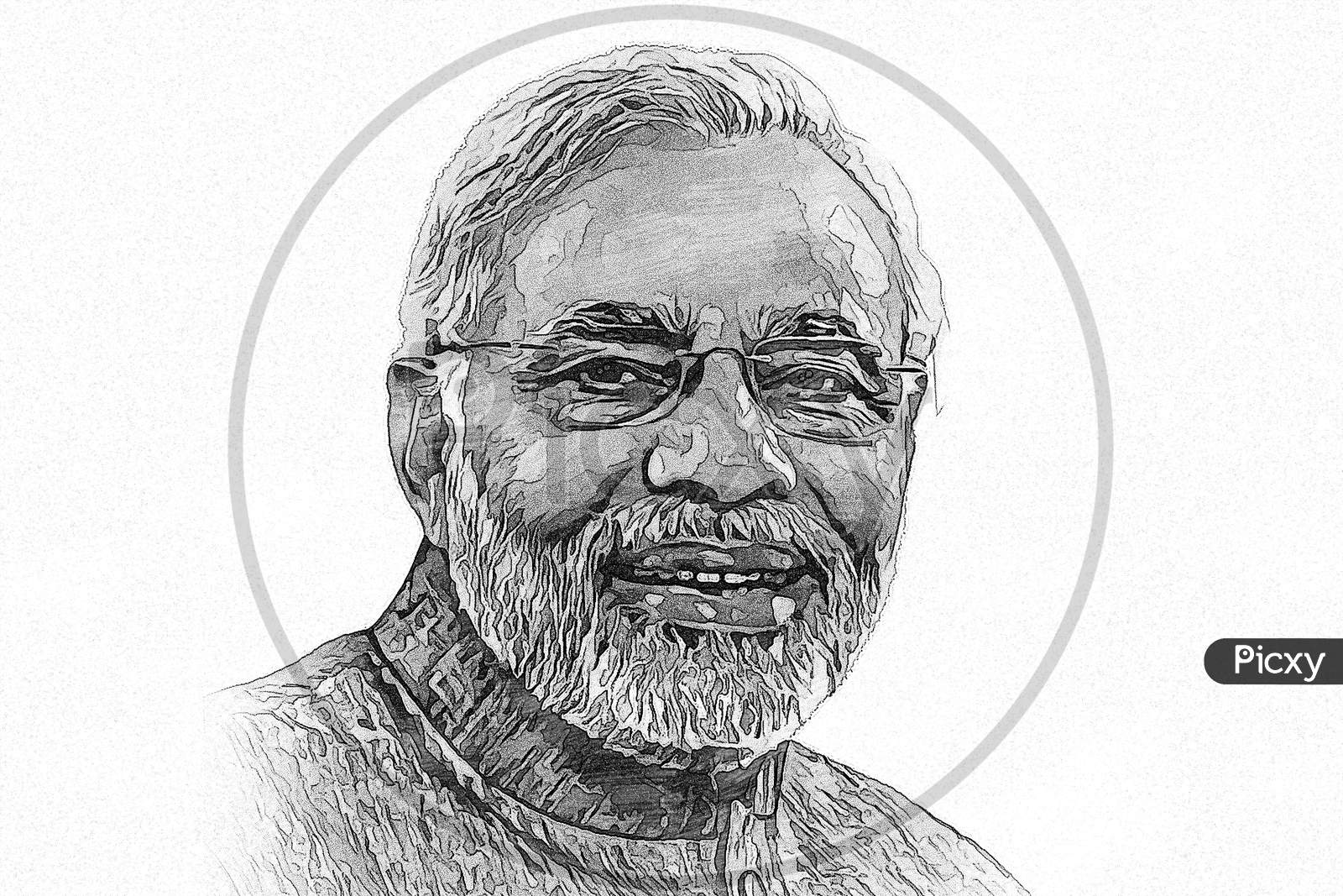 finally I have Made a sketch of President Narendra Modi. @narendramodi  🇮🇳🙏❤️ . . #newpost #narendramodi #sketch #viralpost... | Instagram