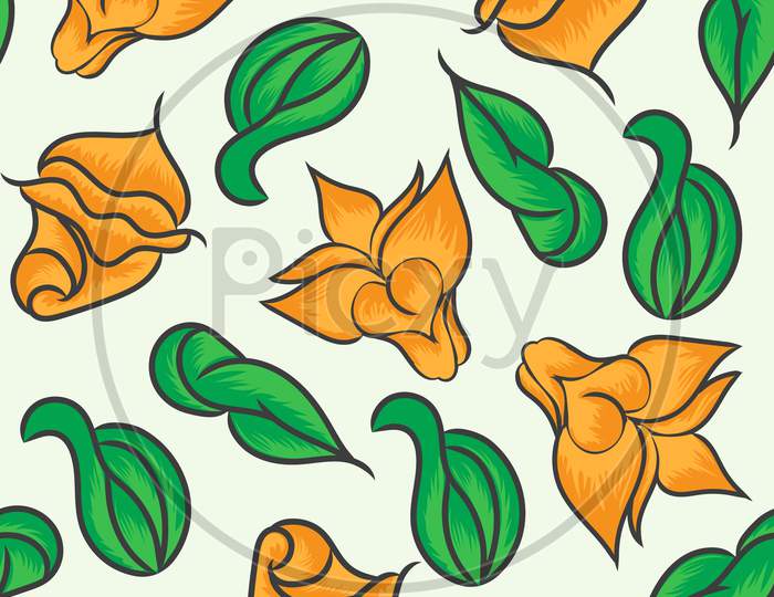 Green and yellow flower pattern