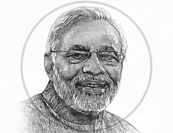 Indian prime minister narendra modi Sketch Painting